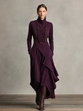 Vestido Morado Asimétrico de Manga Larga