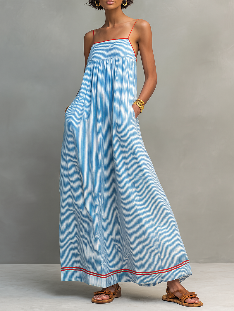 Vestido Maxi de Rayas con Tirantes