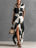 Vestido Maxi Estampado Blanco y Negro