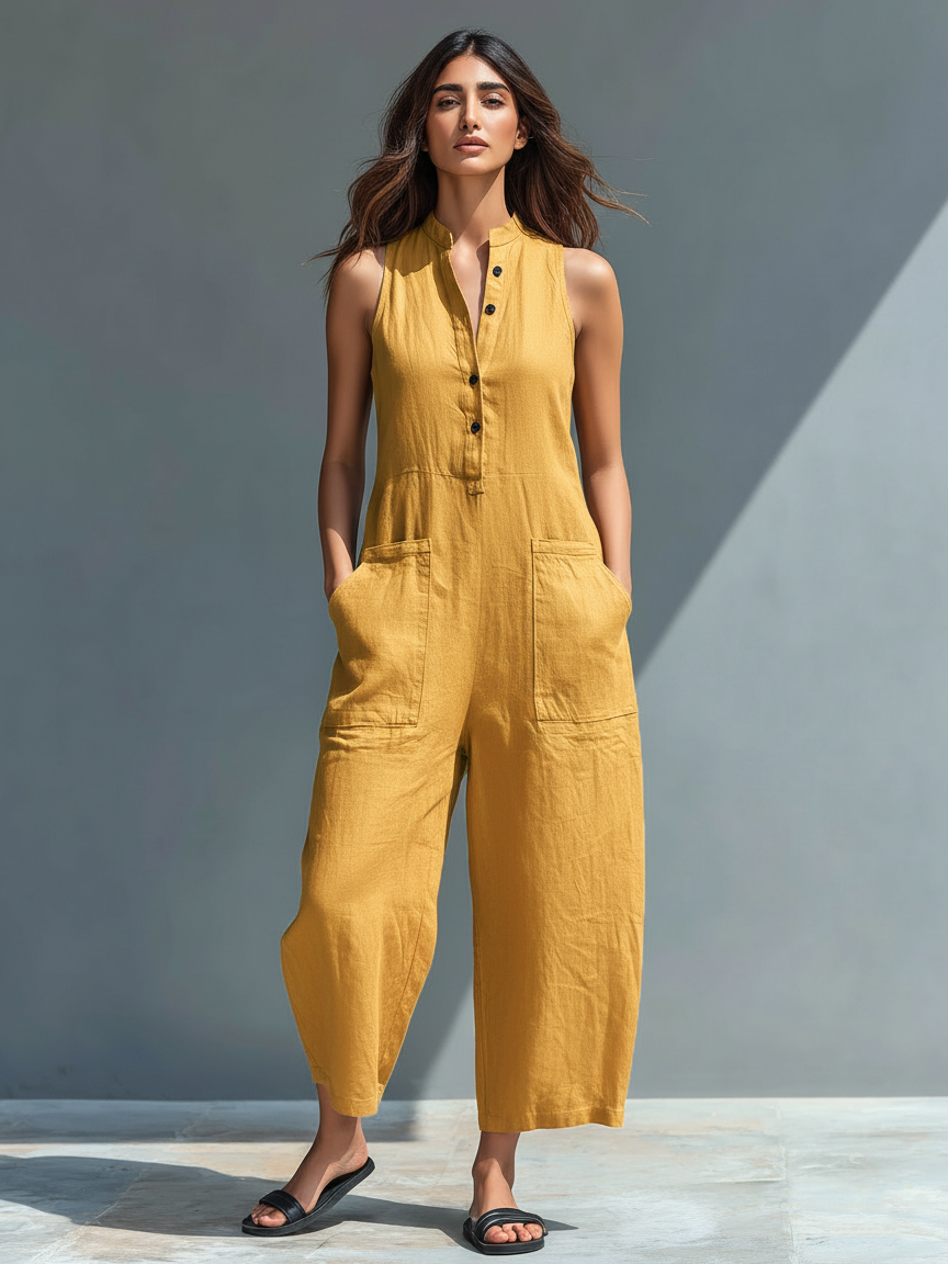 Mono Negro Elegante de Pierna Ancha — Amarillo