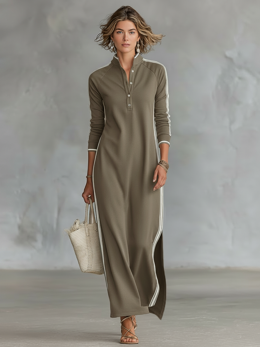 Vestido Camisero Maxi Negro — Caqui