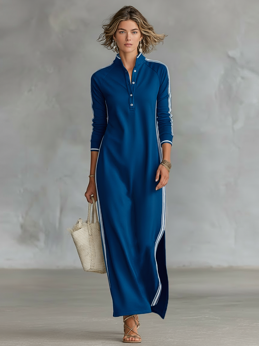 Vestido Camisero Maxi Negro — Azul rey