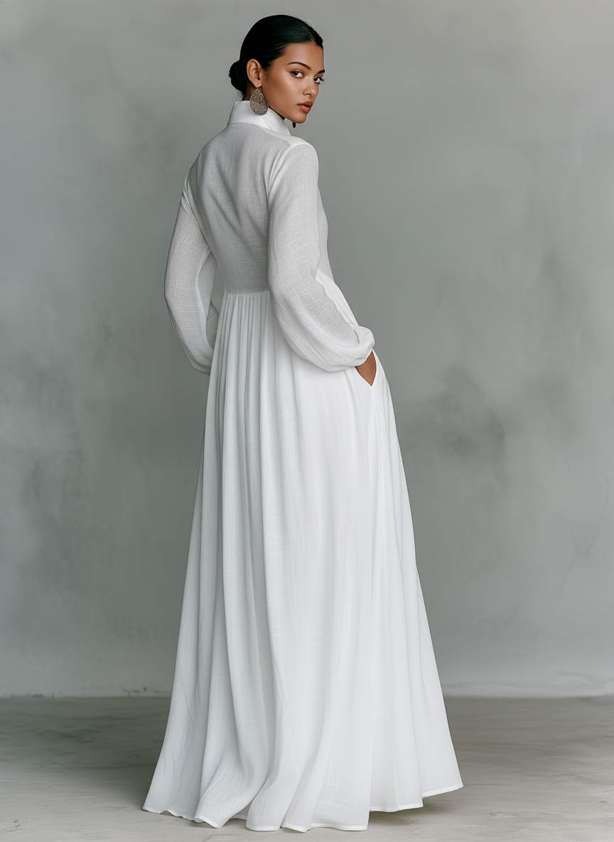 Vestido Camisero Maxi Blanco