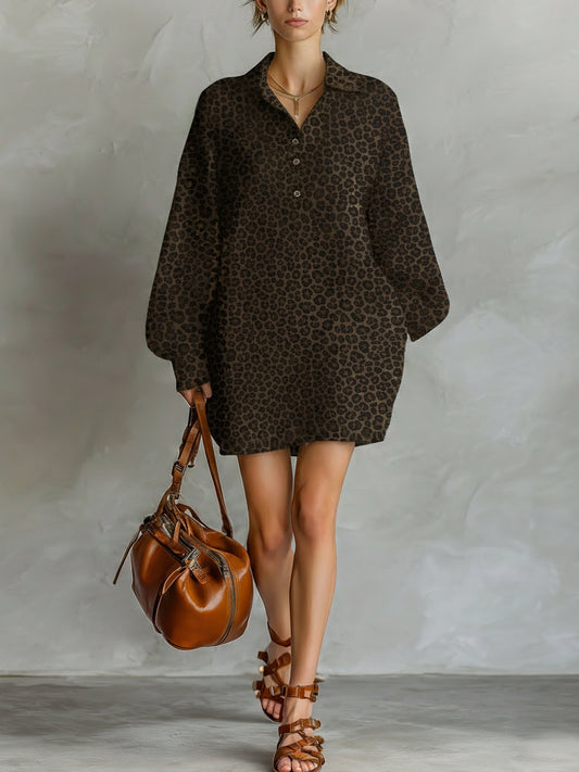 Vestido Estampado Animal Print Caramelo — Caramelo