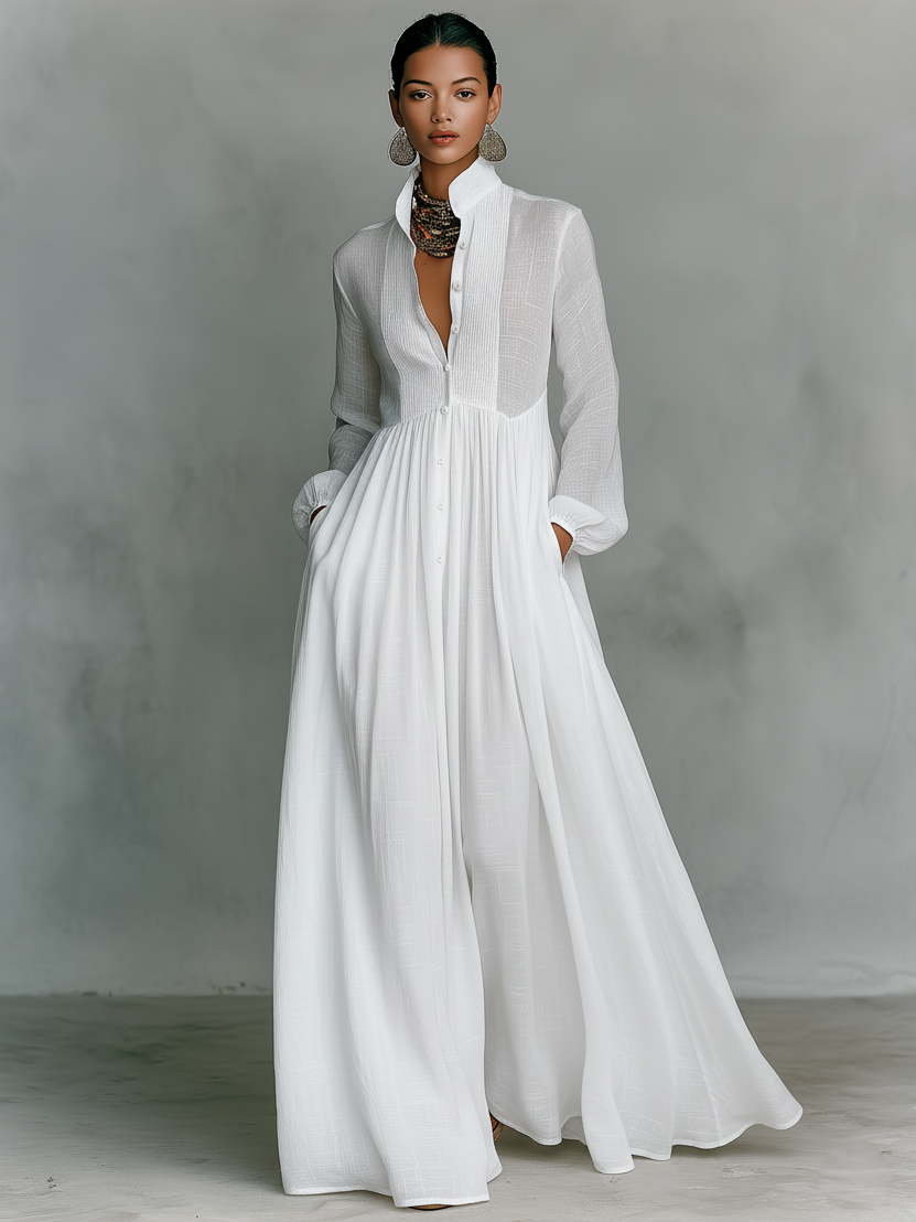 Vestido Camisero Maxi Blanco
