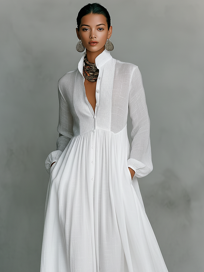 Vestido Camisero Maxi Blanco