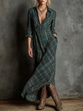 Vestido Maxi de Cuadros Verde