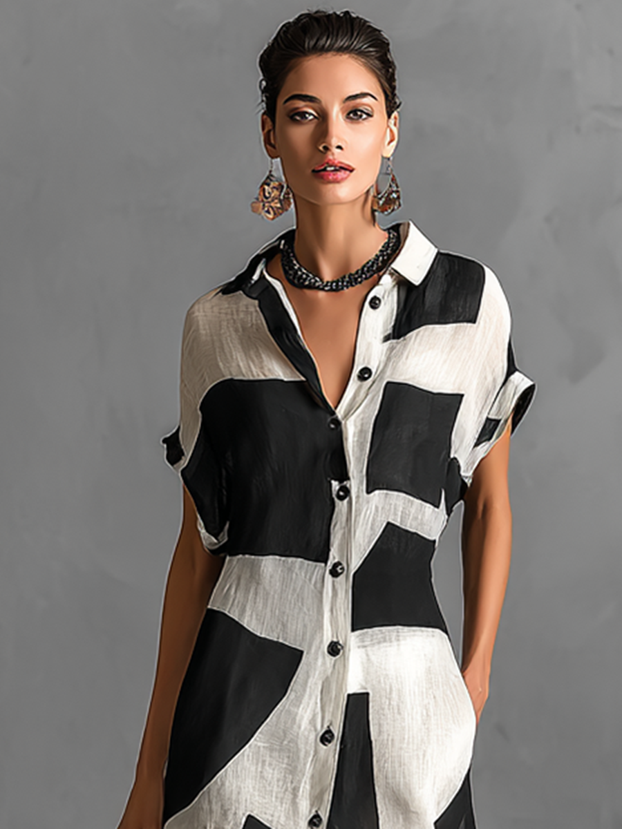Vestido Maxi Estampado Blanco y Negro